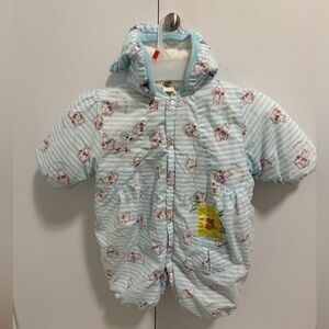 Blue Striped Baby Winter Suit with Rabbit Print 6-9 Months